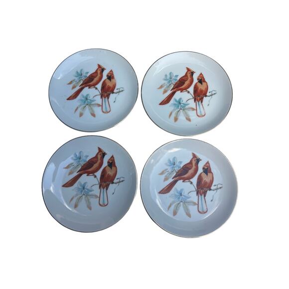 Cardinal By Chadwick- Miller Inc Japan Gold Trim 6”Decorative Plate Bird Lover - Picture 1 of 8